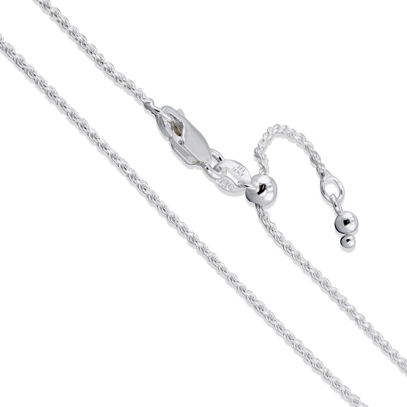 Sac Silver Sterling Silver Adjustable Diamond-Cut Rope Chain 1.5mm Solid 925 Italy New Necklace 22" - Image 1